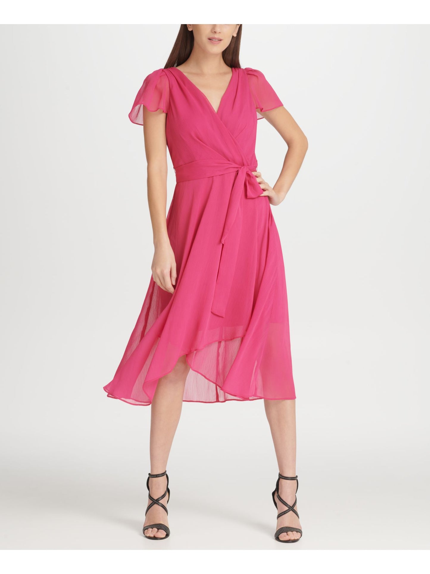 Vestido DKNY Feminino com Sobrepeliz e Cinto Rosa Tamanho 10