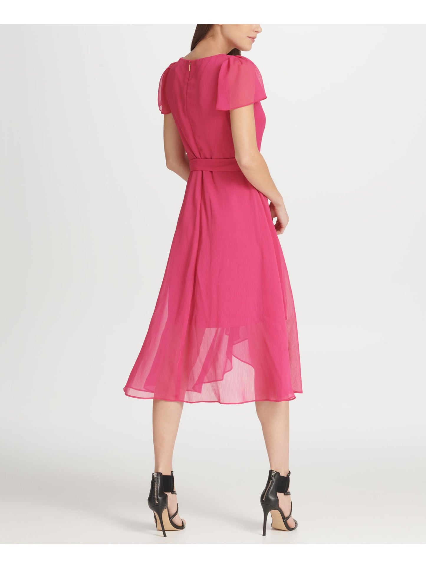 Vestido DKNY Feminino com Sobrepeliz e Cinto Rosa Tamanho 10