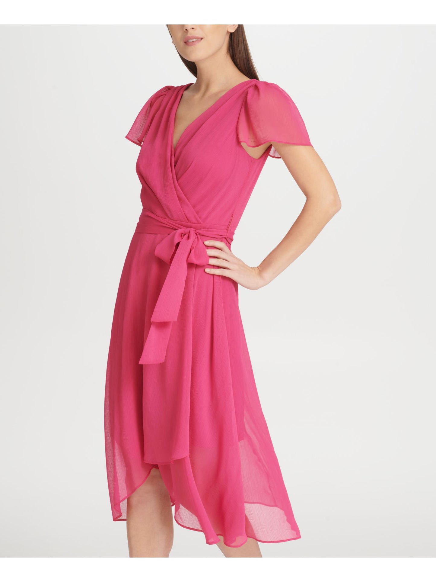 Vestido DKNY Feminino com Sobrepeliz e Cinto Rosa Tamanho 10