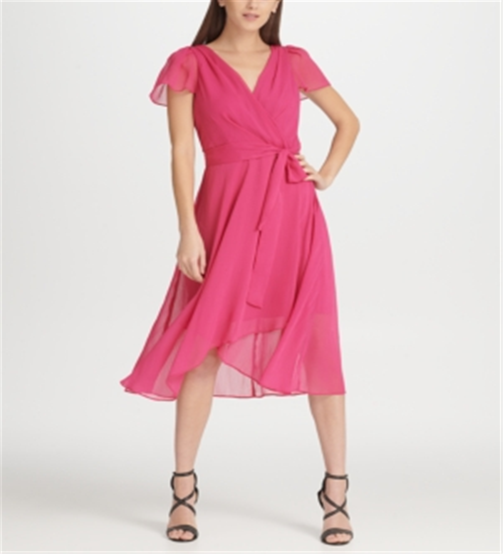 Vestido DKNY Feminino com Sobrepeliz e Cinto Rosa Tamanho 10