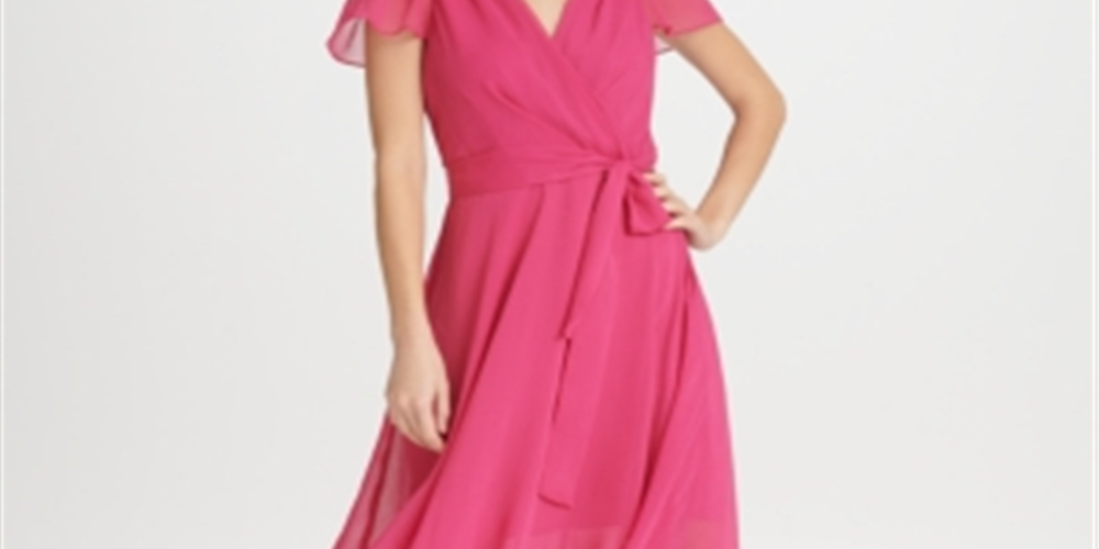 Vestido DKNY Feminino com Sobrepeliz e Cinto Rosa Tamanho 10