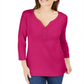 Camisa Henley Karen Scott feminina manga 3/4 rosa regular e pequeno, tamanho M