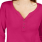 Camisa Henley Karen Scott feminina manga 3/4 rosa regular e pequeno, tamanho M