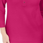 Camisa Henley Karen Scott feminina manga 3/4 rosa regular e pequeno, tamanho M