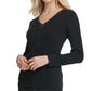 Suéter DKNY Feminino com Decote em V e Detalhe Preto Tamanho Grande