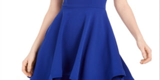 Vestido infantil em camadas com corte evasê Sequin Hearts, azul royal, tamanho 0