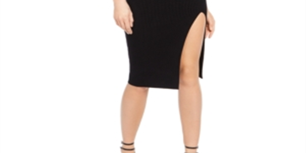 Vestido de festa feminino Guss com fenda lisa, sem mangas, gola alta, comprimento até o joelho, preto, tamanho G