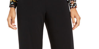 Calça feminina Alfani de malha casual com pernas largas, preta, tamanho XX-G