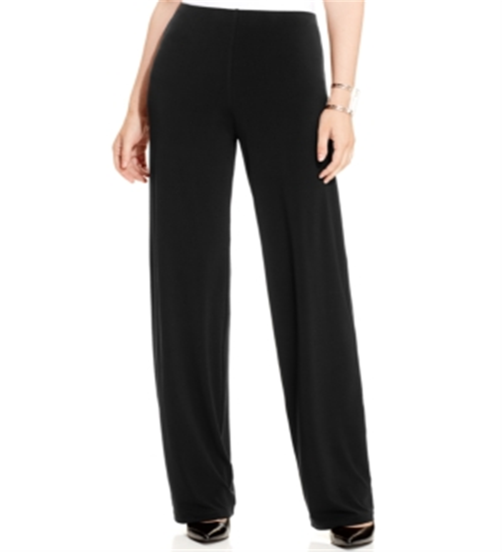 Calça feminina Alfani de malha casual com pernas largas, preta, tamanho XX-G