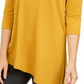 Blusa feminina Alfani de malha assimétrica com ombros descobertos, dourada, tamanho P