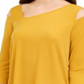 Blusa feminina Alfani de malha assimétrica com ombros descobertos, dourada, tamanho P