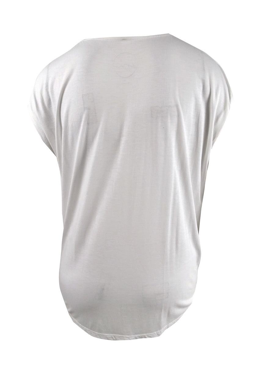 Camiseta básica feminina INC com frente torcida, branca, tamanho M