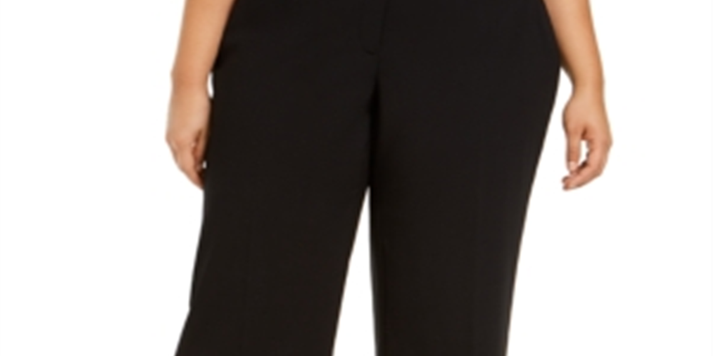 Calça culotte feminina Alfani plus size com cinto e detalhes em ferragens, preta profunda, tamanho 22W
