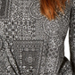 Blusa feminina estampada com amarração frontal, preta, tamanho pequeno G, da Style &amp; Co.