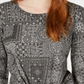 Blusa feminina estampada com amarração frontal, preta, tamanho pequeno G, da Style &amp; Co.