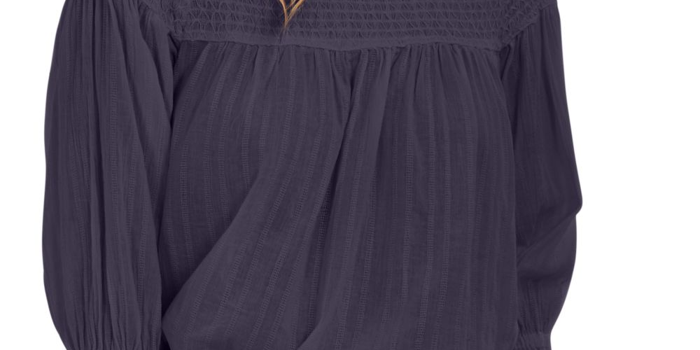 Blusa feminina Free People, túnica de malha franzida, azul marinho, tamanho grande