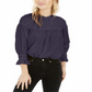 Blusa feminina Free People, túnica de malha franzida, azul marinho, tamanho grande