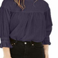 Blusa feminina Free People, túnica de malha franzida, azul marinho, tamanho grande
