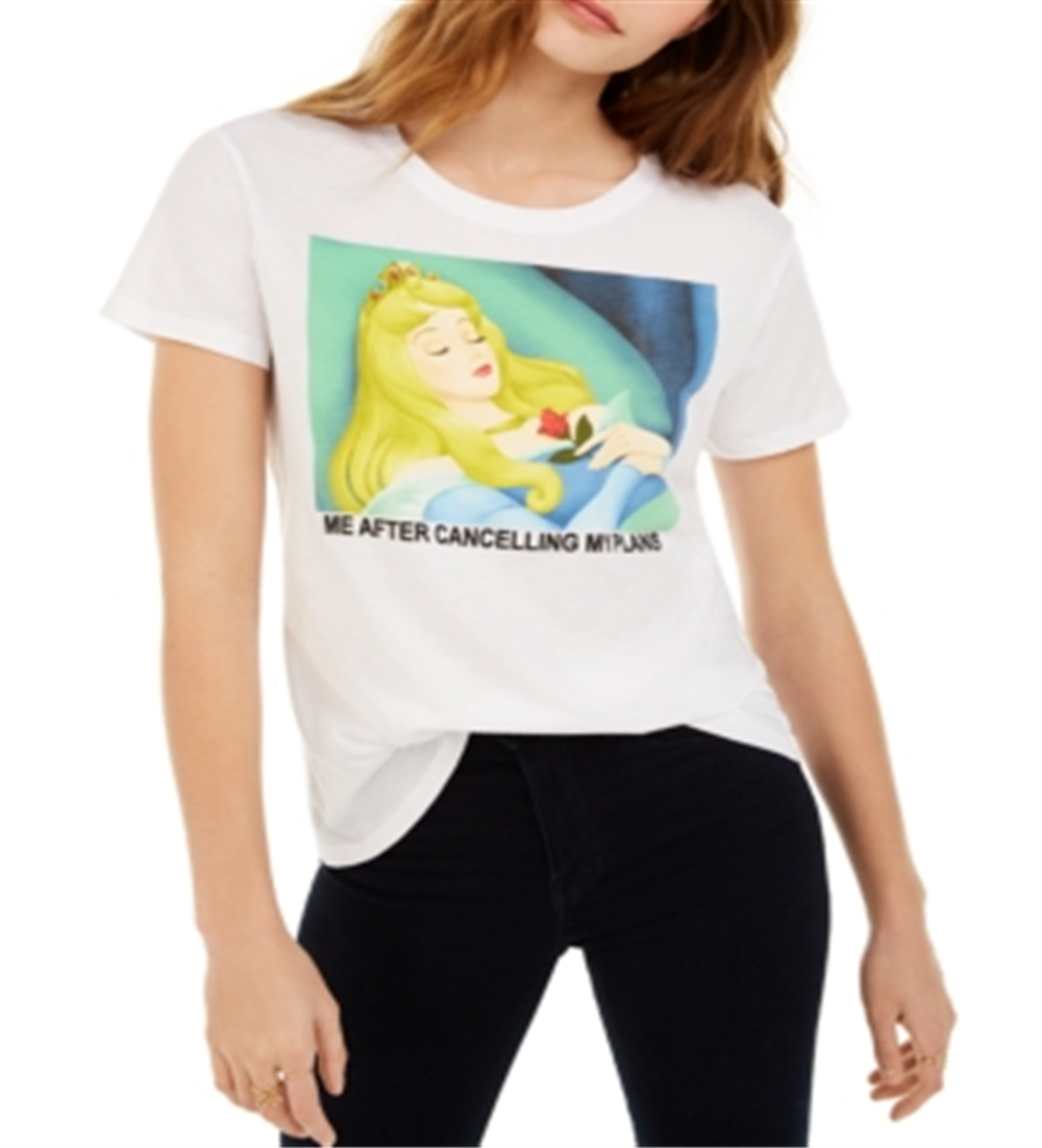 Camiseta com estampa gráfica da Bela Adormecida da Disney Juniors, tamanho pequeno, branca