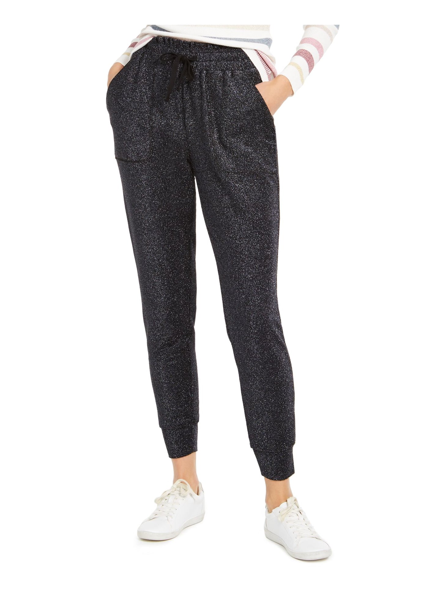 Calça jogger feminina INC International Concepts Sparkle preta tamanho XS