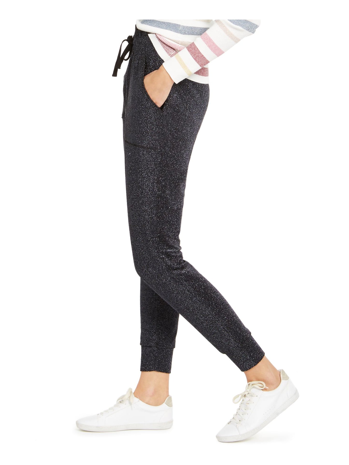 Calça jogger feminina INC International Concepts Sparkle preta tamanho XS