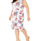 Vestido feminino com manga curta floral e decote em V abaixo do joelho CRAVE FAME, cor marfim, tamanho 2X