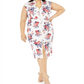 Vestido feminino com manga curta floral e decote em V abaixo do joelho CRAVE FAME, cor marfim, tamanho 2X