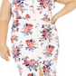 Vestido feminino com manga curta floral e decote em V abaixo do joelho CRAVE FAME, cor marfim, tamanho 2X