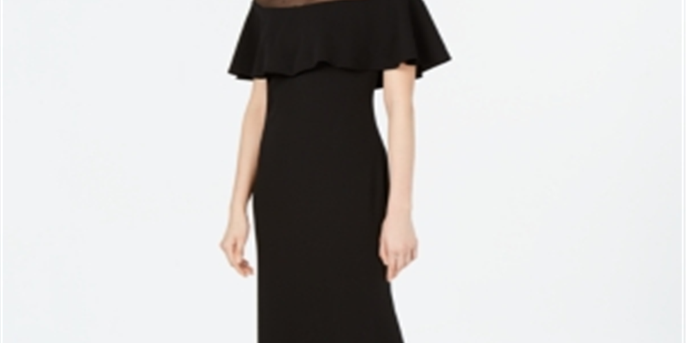 Vestido Calvin Klein Illusion Yoke Popover Feminino Preto Tamanho 4