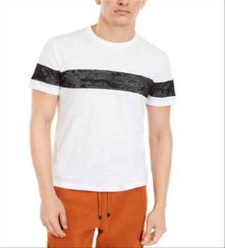 Camiseta listrada camuflada de malha masculina INC, branca pura, tamanho XXL