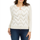 Cardigan feminino Charter Club Petite Chevron com estampa metálica e fios Cloud Combo, branco, tamanho Petite S