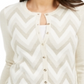 Cardigan feminino Charter Club Petite Chevron com estampa metálica e fios Cloud Combo, branco, tamanho Petite S