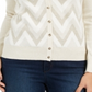 Cardigan feminino Charter Club Petite Chevron com estampa metálica e fios Cloud Combo, branco, tamanho Petite S