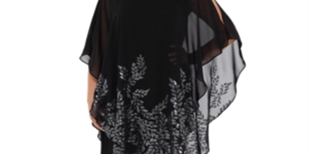 Vestido de noite feminino Xscape sem mangas, comprimento até o joelho, preto, tamanho 14W