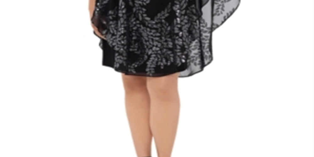 Vestido de noite feminino Xscape sem mangas, comprimento até o joelho, preto, tamanho 14W