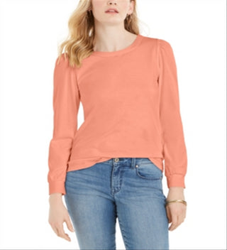 Charter Club Supima Puff-Sleeve Top Feminino Rosa Tamanho P