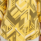 Blusa feminina estampada com manga 3/4 e decote redondo, tamanho P, amarela, da coleção JM