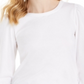Charter Club Supima Puff-Sleeve Top Feminino Branco Tamanho XS