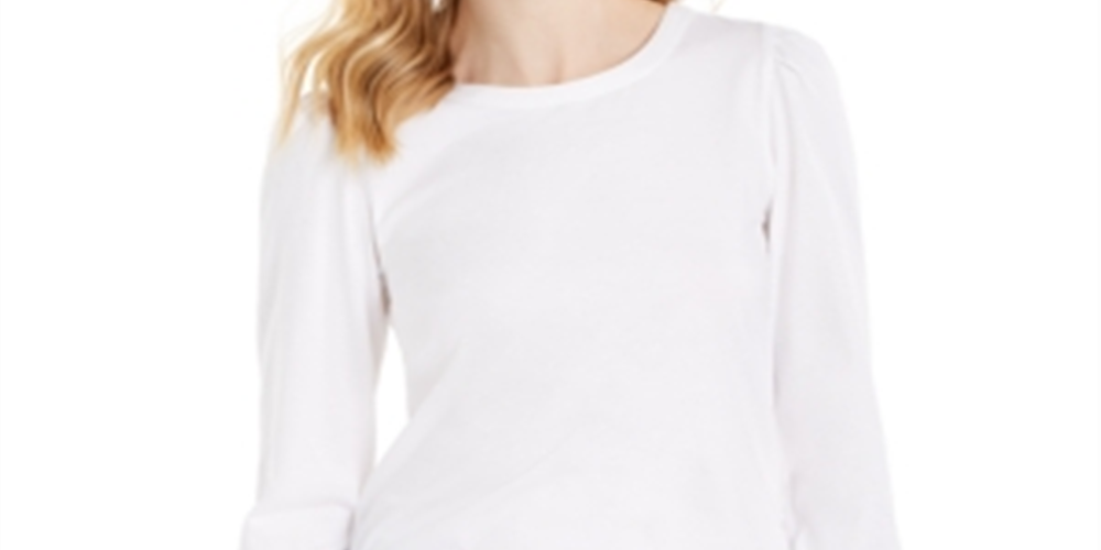 Charter Club Supima Puff-Sleeve Top Feminino Branco Tamanho XS
