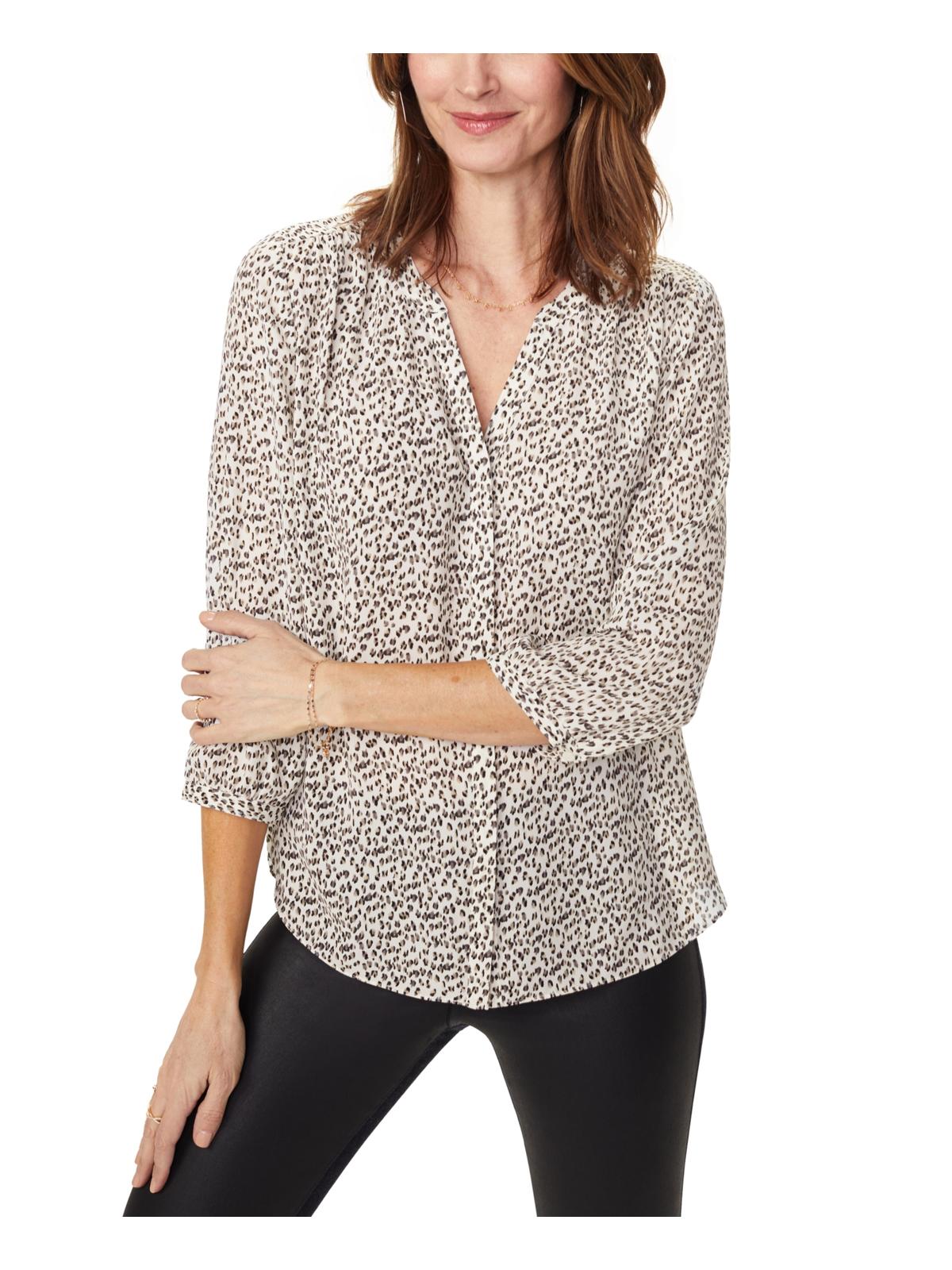 Blusa plissada de chiffon pintuck feminina NYDJ marrom tamanho XS