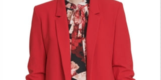 DKNY Women's Gathered Blazer Wear to Work Jacket Red Size 14P