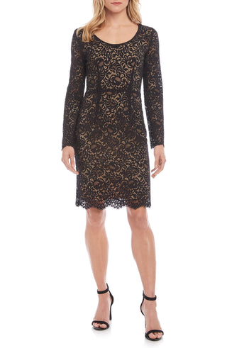 Vestido tubinho de manga comprida feminino KAREN KANE, preto, combo tamanho G