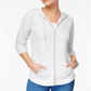 Jaqueta feminina com zíper frontal estilo &amp; co, cinza, tamanho M