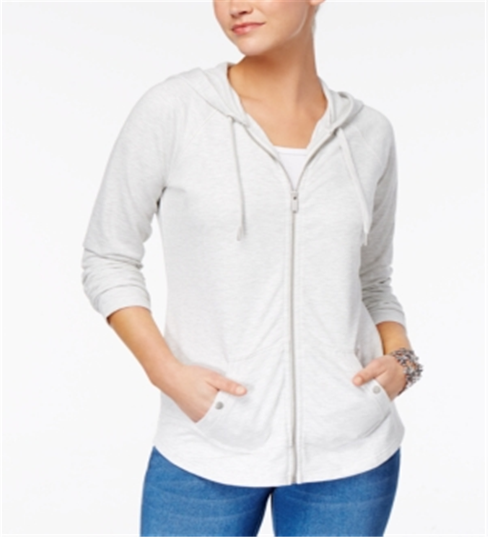 Jaqueta feminina com zíper frontal estilo &amp; co, cinza, tamanho M