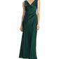 Vestido de noite feminino Ralph Lauren sem mangas em cetim verde, tamanho 18