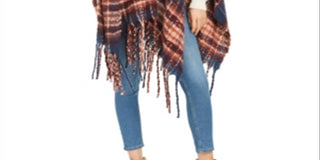 Topper feminino com franjas escovadas Charter Club azul-marinho, multicolorido, tamanho único