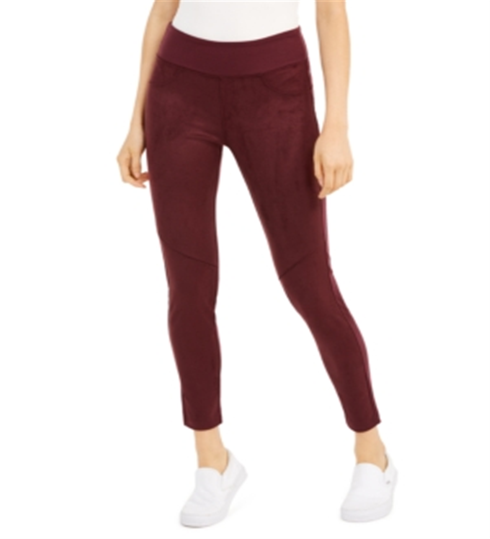Leggings Rewash Juniors com frente em camurça sintética e ponte em malha vermelha, tamanho médio