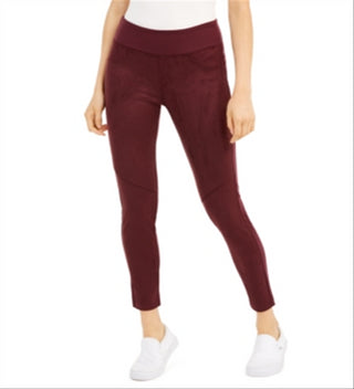 Rewash Juniors' Faux Suede-Front Ponte-Knit Leggings Red Size Medium