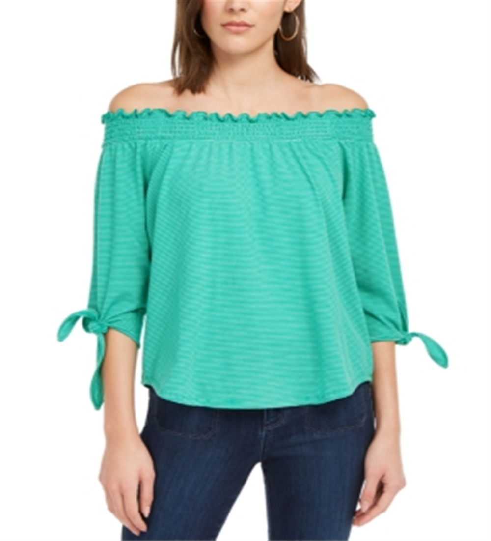 Blusa ombro a ombro feminina Maison Jules, verde, tamanho XS