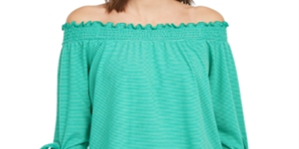 Blusa ombro a ombro feminina Maison Jules, verde, tamanho XS